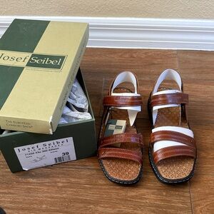 Josef Seibel Cognac Leather Sandals